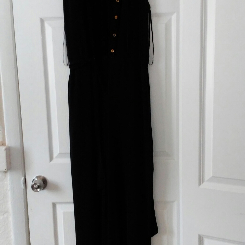 Black Dress No Sleeves,Pants Jumpsuit.